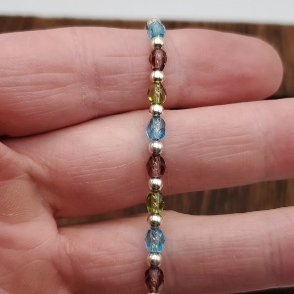7 Inch 925 Sterling Silver Faceted Bright Beautiful Crystals Bracelet - Picture 1 of 6